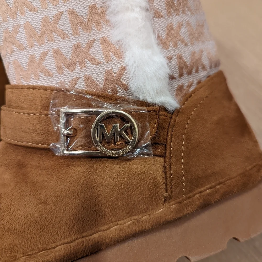 Michael Kors Brown and White Fur Boots